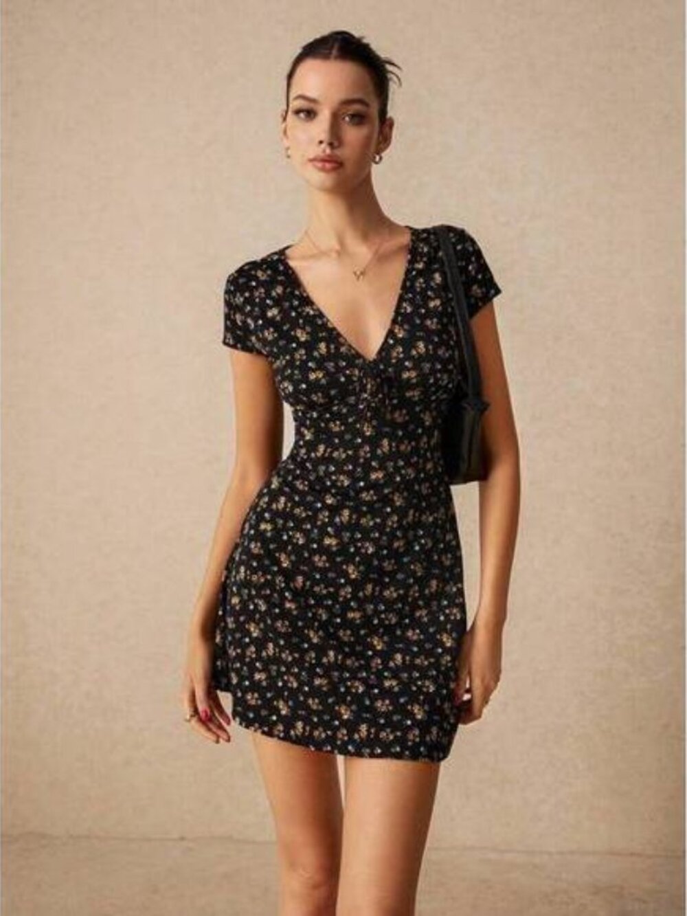 Poselle Fashion Sweet V-Neck Floral A-Line Dress, Dresses, Spring